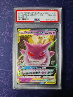 Pokemon 2019 Sun & Moon Team Up Gengar & Mimikyu GX 53/181 PSA 10 Gem Mint - Image 2