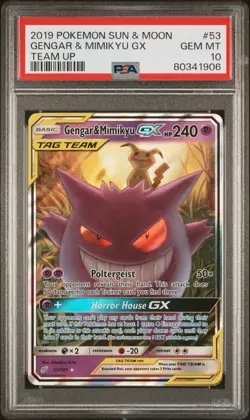 Pokemon 2019 Sun & Moon Team Up Gengar & Mimikyu GX 53/181 PSA 10 Gem Mint - Image 3