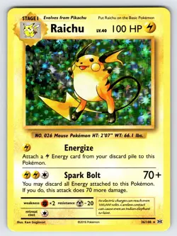Raichu 36/108 2016 XY Evolutions Pokemon Card TCG Nintendo Holo Rare - Nm/Vlp - Image 1