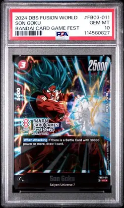 Son Goku Bandai Card Game Fest Promo FB03-011 PSA 10 Gem Mint Dragon Ball Fusion - Image 1