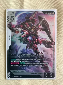 3 x GUNDAM TCG CARD GAME JUSTICE GUNDAM GD01-066 LR - Image 1
