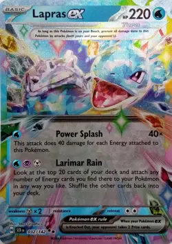 032/142 LAPRAS EX DOUBLE RARE STELLAR CROWN POKEMON CARD - Image 1