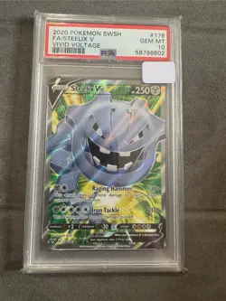 PSA 10 GEM MINT STEELIX V FULL ART Holo 176 Pokemon Vivid Voltage Graded Card - Image 1