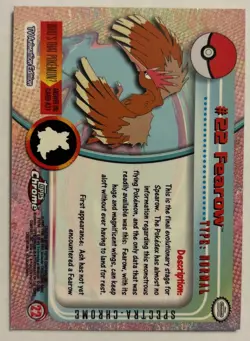 Fearow CARD #22 Spectra-Chrome Topps Chrome Pokemon Card NOT MINT - Image 2
