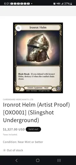 Rare Flesh and Blood Slingshot Underground Ironrot Helm ARTIST PROOF Card *READ* - Image 5