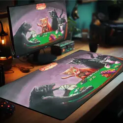 Cat Poker TCG Playmat - 24x14 in Rubber Game Mat for MTG, Pokemon, CCGs - Image 3