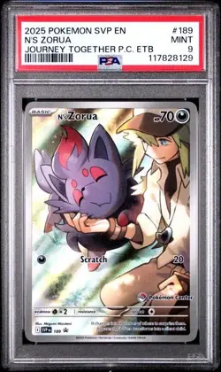 PSA 9 - Mint - Pokemon Center N's Zorua Stamped Promo Journey Together - Image 1