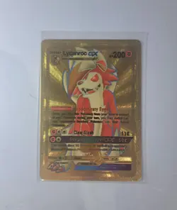 Pokemon Cards Lycanroc GX 138/145 HP200 - Gold Foil Fan Art Display Card - NM - Image 1