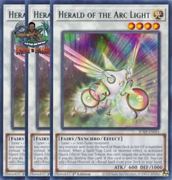 Yugioh! 3x Herald of the Arc Light JUSH-EN051 Rare 1st Ed NM - Image 1
