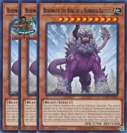 Yugioh! 3x Behemoth the King of a Hundred Battles JUSH-EN050 Rare 1st Ed NM - Image 1