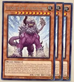 Yugioh! 3x Behemoth the King of a Hundred Battles JUSH-EN050 Rare 1st Ed NM - Image 1