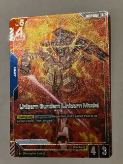 GUNDAM TCG CARD GAME UNICORN GUNDAM (UNICORN MODE) GD01-005 R+ FOIL ENG NEWTYPE - Image 2