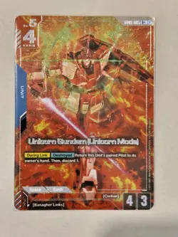 GUNDAM TCG CARD GAME UNICORN GUNDAM (UNICORN MODE) GD01-005 R+ FOIL ENG NEWTYPE - Image 3