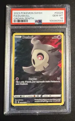 Pokemon TCG Duskull GG28/GG70 Crown Zenith Ultra Rare Card - PSA 10 GEM MINT - Image 1