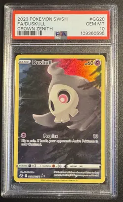 Pokemon TCG Duskull GG28/GG70 Crown Zenith Ultra Rare Card - PSA 10 GEM MINT - Image 1