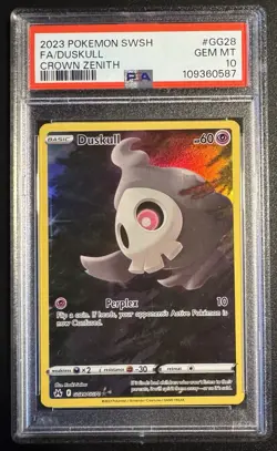 Pokemon TCG Duskull GG28/GG70 Crown Zenith Ultra Rare Card - PSA 10 GEM MINT - Image 1