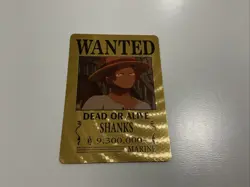 One Piece Wanted Poster Gold Fan Art Card Collectible - Shanks - - Image 1