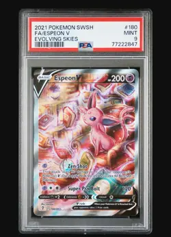 Espeon V PSA 9 Alt Art Evolving Skies Pokemon Card 180/203 Full Art 2021 - Image 1