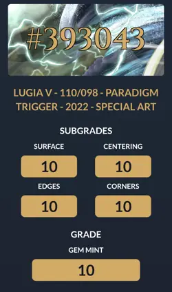 ACE 10 Lugia V 110/098 Pristine Pokemon Card Alt Art PERFECT SUB-GRADES - Image 3
