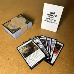 100 WHITE MTG Cards Bulk Lot Common/Uncommon No Duplicates Commander Magic - Image 1