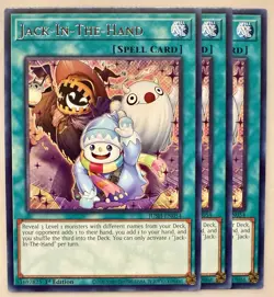 Yugioh! 3x Jack-In-The-Hand JUSH-EN054 Rare 1st Ed NM - Image 1