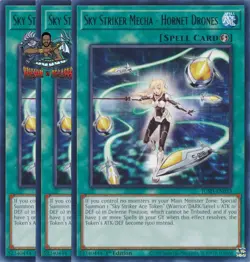 Yugioh! 3x Sky Striker Mecha - Hornet Drones JUSH-EN053 Rare 1st Ed NM - Image 1