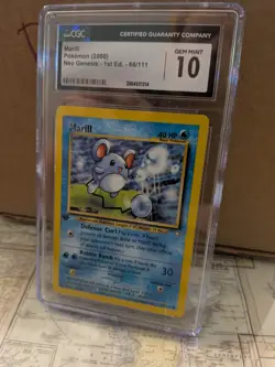 CGC 10 GEM MINT Marill Pokemon 2000 Neo Genesis 1st Edition Card 66/111 - Image 1