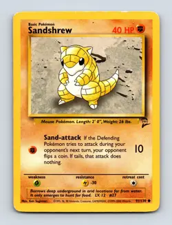 Sandshrew 091/130 Common Base Set 2 Light Play Near Mint Pokemon Card - Image 1
