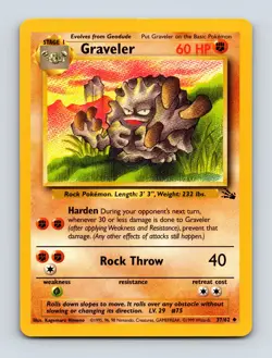 Graveler Unlimited 37/62 Uncommon Fossil Light Play Near Mint Pokemon Card - Image 1