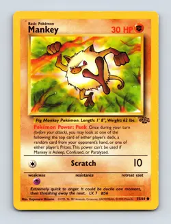 Mankey Unlimited 55/64 Common Jungle Light Play Near Mint Pokemon Card - Image 1