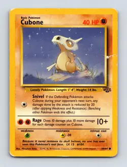 Cubone Unlimited 50/64 Common Jungle Light Play Near Mint Pokemon Card - Image 1