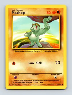 Machop 052/102 Common Base Set Light Play Near Mint Pokemon Card - Image 1