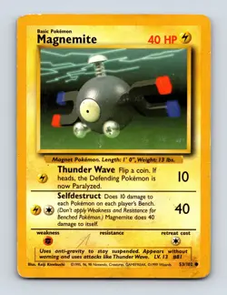 Magnemite 053/102 Common Base Set Light Play Near Mint Pokemon Card - Image 1