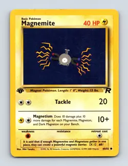 Magnemite 1st Edition 60/82 Common Team Rocket Light Play Near Mint Pokemon Card - Image 1