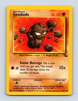 Geodude Unlimited 47/62 Common Fossil Light Play Near Mint Pokemon Card - Image 1