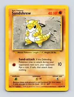 Sandshrew 062/102 Common Base Set Light Play Near Mint Pokemon Card - Image 1