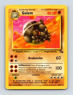 Golem Unlimited 36/62 Uncommon Fossil Light Play Near Mint Pokemon Card - Image 1