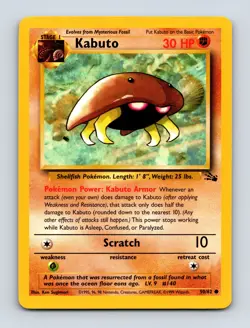 Kabuto Unlimited 50/62 Common Fossil Light Play Near Mint Pokemon Card - Image 1