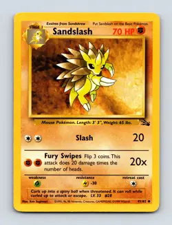 Sandslash Unlimited 41/62 Uncommon Fossil Light Play Near Mint Pokemon Card - Image 1