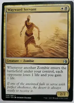 MTG Magic The Gathering Card Wayward Servant Creature Zombie White Black Amonkhe - Image 1