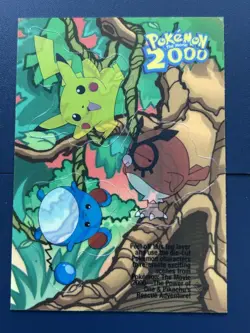 Topps Pokemon the Movie 2000 Sticker Card 6 OF 10 - Pikachu Hoothoot Marill - Image 1