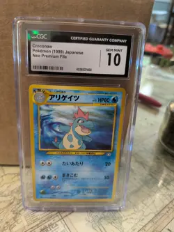CGC Gem Mint 10 Croconaw Pokemon (1999) Japanese Neo Premium File Card - Image 1