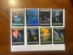MTG Final Fantasy Set of FOIL (x16) and Regular (x16) Lands Plus D20 Dice (x2) - Image 2