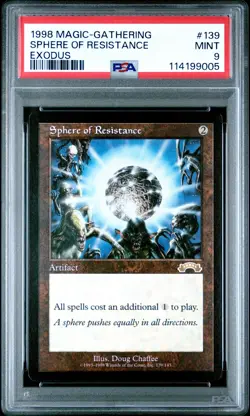 1998 MTG EXODUS #139 SPHERE OF RESISTANCE PSA 9 - Image 1