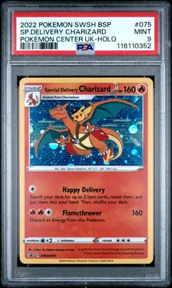 2022 POKEMON SWSH BLACK STAR PROMO #075 SPECIAL DELIVERY CHARIZARD-HOLO PSA 9 - Image 1
