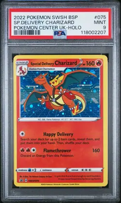 2022 POKEMON SWSH BLACK STAR PROMO #075 SPECIAL DELIVERY CHARIZARD-HOLO PSA 9 - Image 1