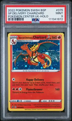 2022 POKEMON SWSH BLACK STAR PROMO #075 SPECIAL DELIVERY CHARIZARD-HOLO PSA 9 - Image 1