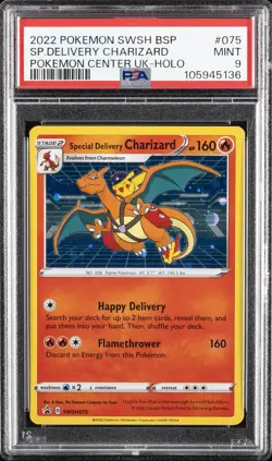 2022 POKEMON SWSH BLACK STAR PROMO #075 SPECIAL DELIVERY CHARIZARD-HOLO PSA 9 - Image 1