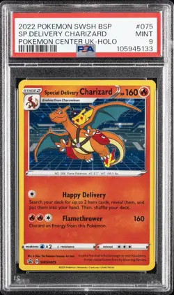 2022 POKEMON SWSH BLACK STAR PROMO #075 SPECIAL DELIVERY CHARIZARD-HOLO PSA 9 - Image 1