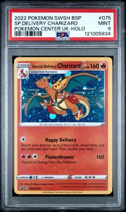2022 POKEMON SWSH BLACK STAR PROMO #075 SPECIAL DELIVERY CHARIZARD-HOLO PSA 9 - Image 1